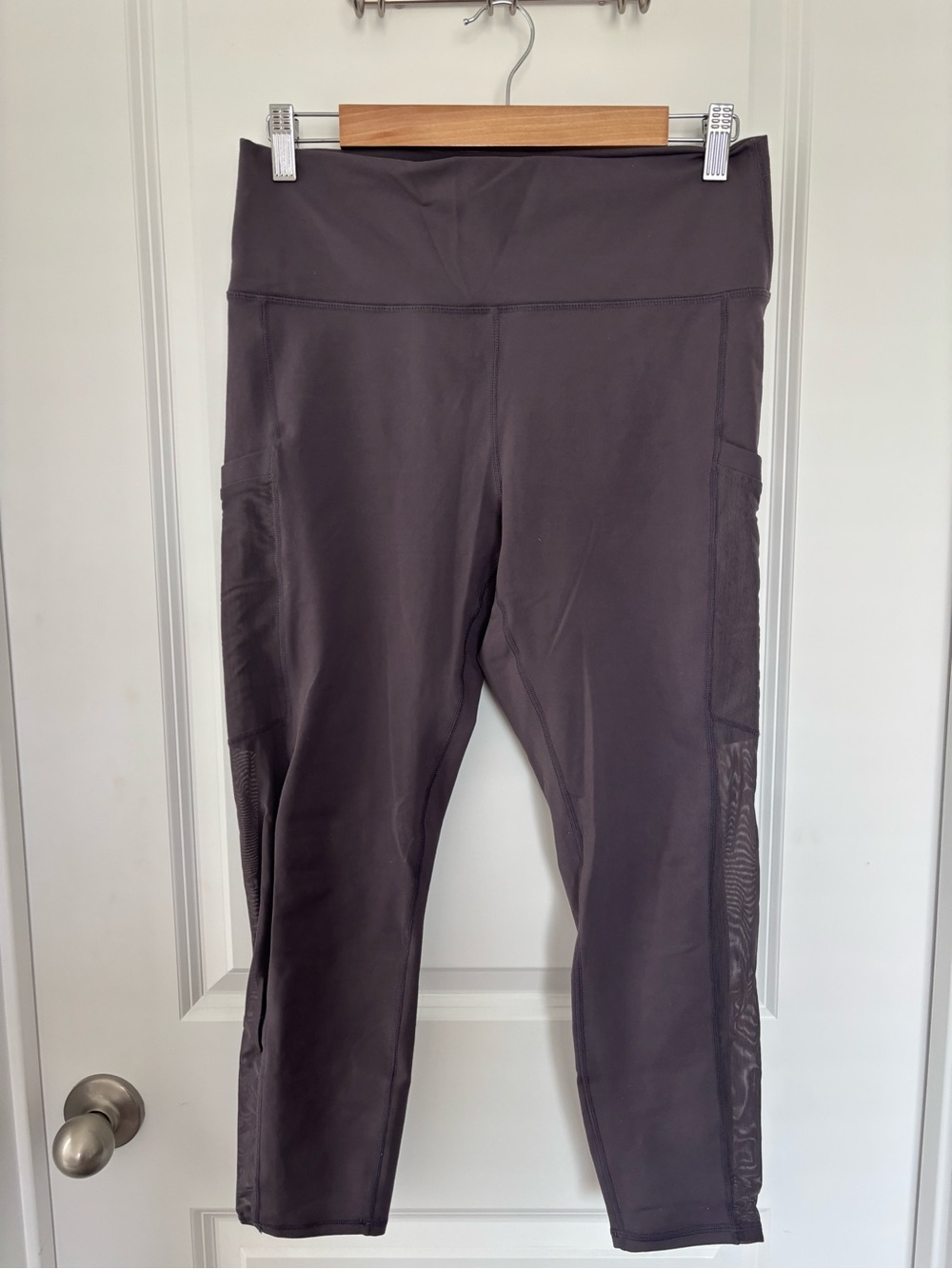 Fabletics Gray High-Waist Leggings with Side Mesh Panels